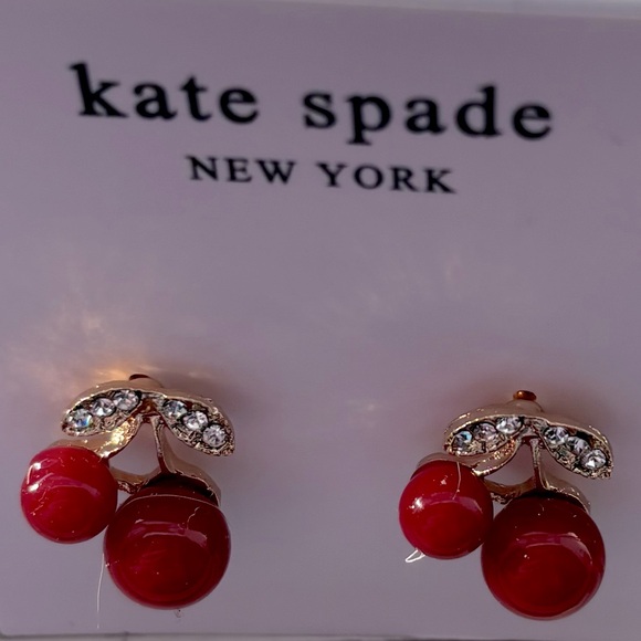 KATE SPADE ♠️ NEW YORK small cherry pavé stud earrings - Picture 3 of 4